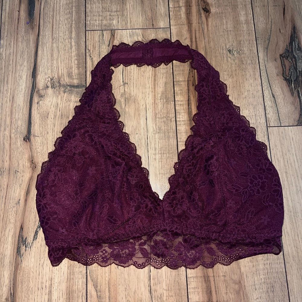 Burgundy lace bralette